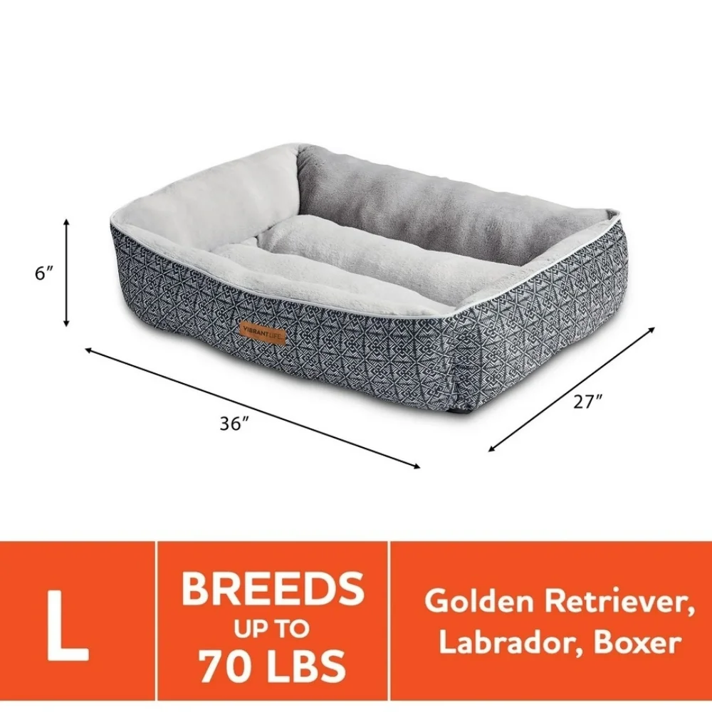 Vibrant Life Large Dog Bed, Bolster Dog Bed for Large Dogs, 36